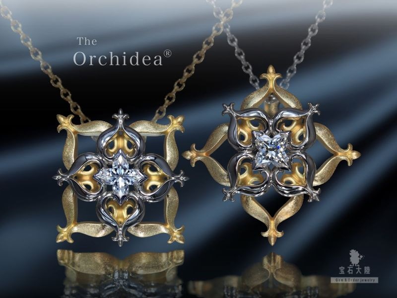The Orchidea K18YG/Pt900ペンダントトップ GIA鑑定書