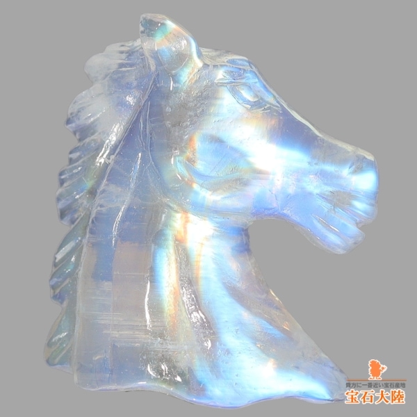 天然ラブラドライト 4.50ct 【カービング・ブルーホース】 