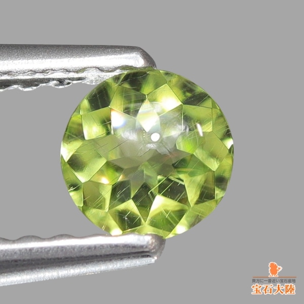 天然ペリドット 0.34ct 【隕石・レインボー】 パラサイト バフトップカット
