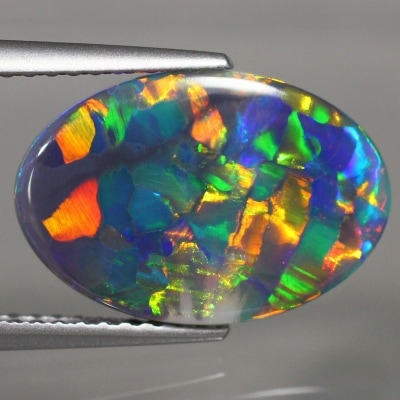 2.60ct天然ブラックオパール【モザイクパターン】強美遊色