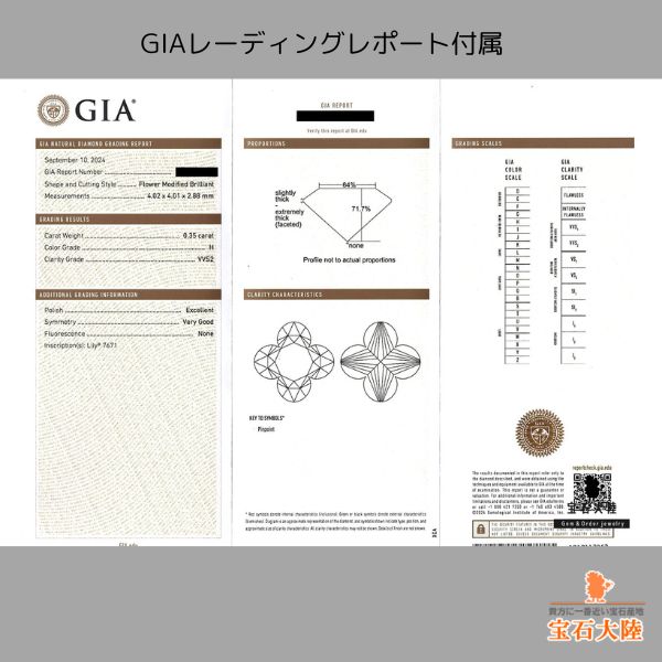 【Lily(R)】リリィカット ダイヤモンドペンダント　GIA鑑定書