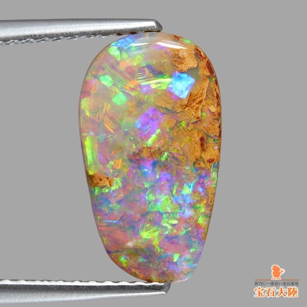 天然ボルダーオパール 2.90ct 【ライトグリーン遊色】オーストラリア