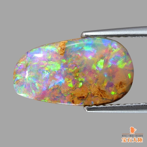 天然ボルダーオパール 2.90ct 【ライトグリーン遊色】オーストラリア