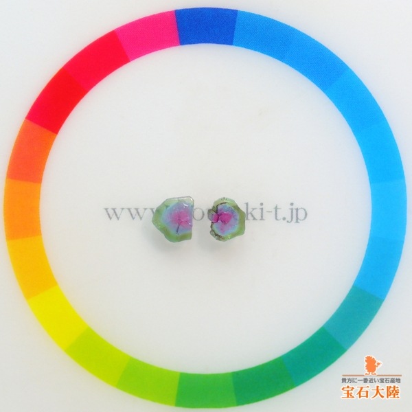 天然トリカラートルマリン 0.64ct/2P 【パライバ】 ペア スライス ブラジル