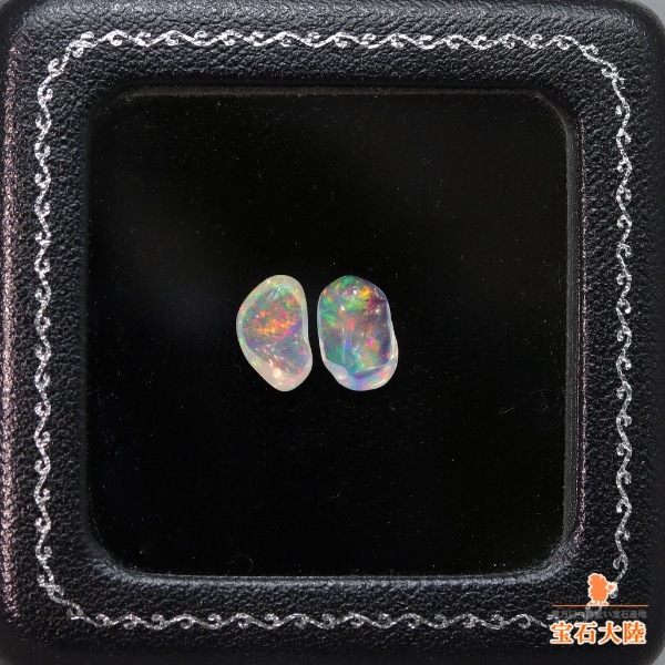 天然ウォーターオパール 2.73ct/2P 【美遊色】 バロック メキシコ