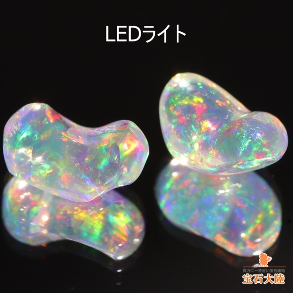 天然ウォーターオパール 2.73ct/2P 【美遊色】 バロック メキシコ