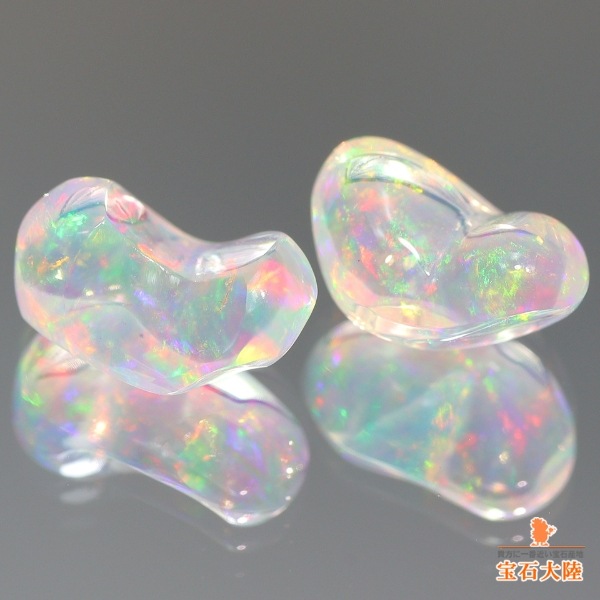 天然ウォーターオパール 2.73ct/2P 【美遊色】 バロック メキシコ