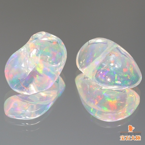 天然ウォーターオパール 2.73ct/2P 【美遊色】 バロック メキシコ