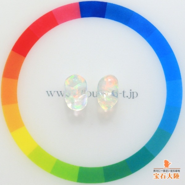 天然ウォーターオパール 2.73ct/2P 【美遊色】 バロック メキシコ