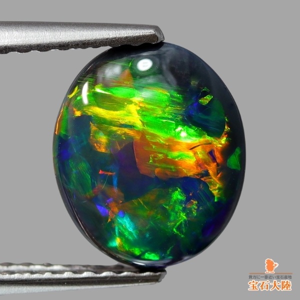 天然ブラックオパール 1.87ct【極上の強ネオン遊色】ジェム品質