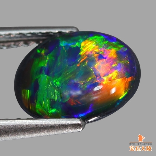 天然ブラックオパール 1.87ct【極上の強ネオン遊色】ジェム品質