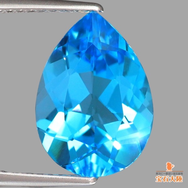 2-19 2-20【天然インペリアルトパーズ・スイスブルートパーズ プリンセス】 天然トパーズ 14×10mm 【美色スイスブルー】 ブラジル