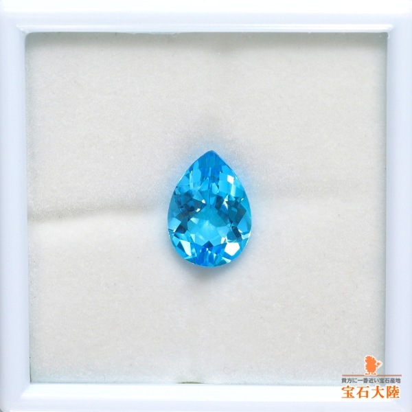 天然トパーズ 14×10mm 【美色スイスブルー】 ブラジル