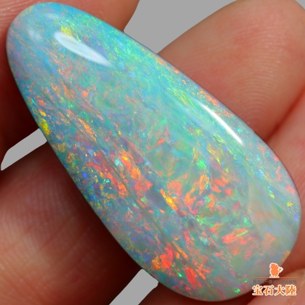 天然ボルダーオパール 24.96ct 【オレンジレッド美遊色】大粒