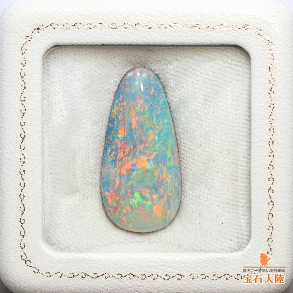 天然ボルダーオパール 24.96ct 【オレンジレッド美遊色】大粒