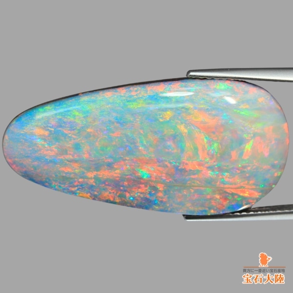 天然ボルダーオパール 24.96ct 【オレンジレッド美遊色】大粒