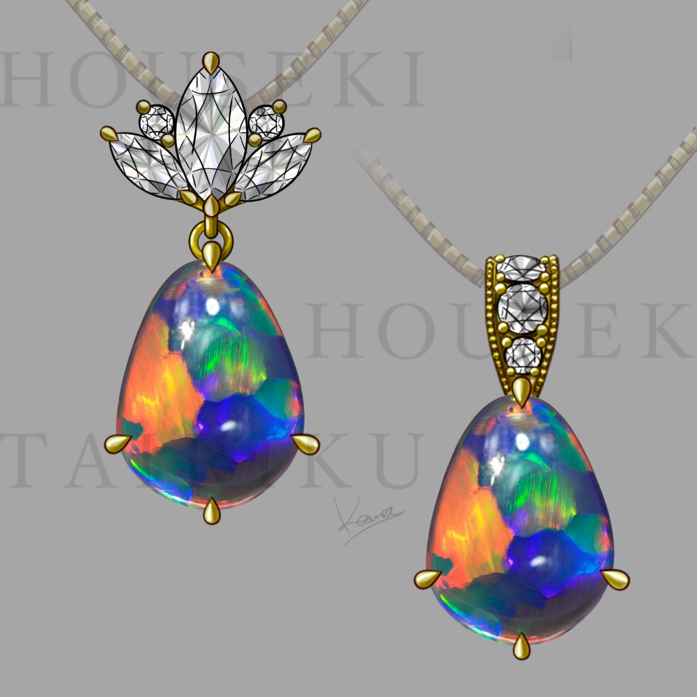 『天然/高級』 ブラック オパール ネックレス 約0.74ct K18YG 高品質 贈り物 18金 本物 税無《数量限定》[BOX付属]　 K10☆天然ブラックオパールネックレス☆オーストラリア産原石から磨い