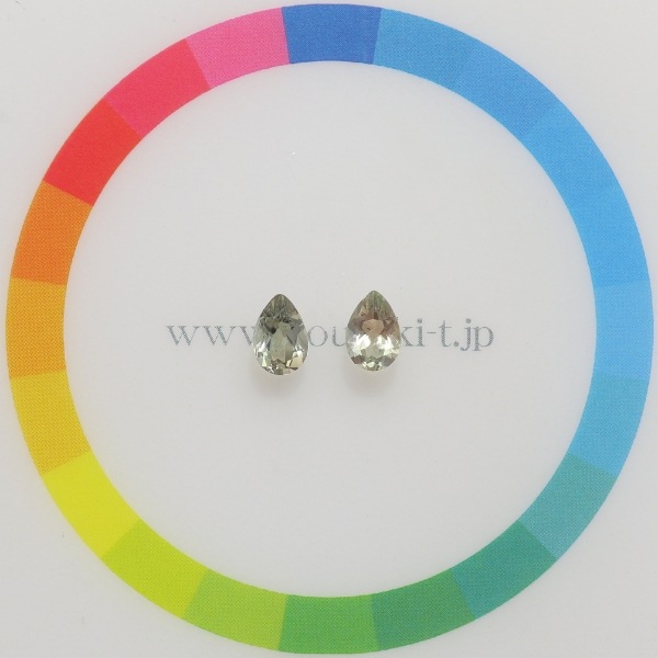 天然オレゴンサンストーン 0.81ct/2P 【ラブラドライト】 ペア グリーン