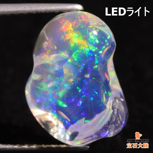 天然ウォーターオパール 3.51ct 【美遊色】 バロック メキシコ