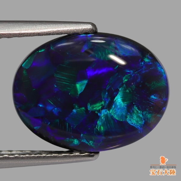 天然ブラックオパール 3.09ct 【美濃色ブルー】 黒生地