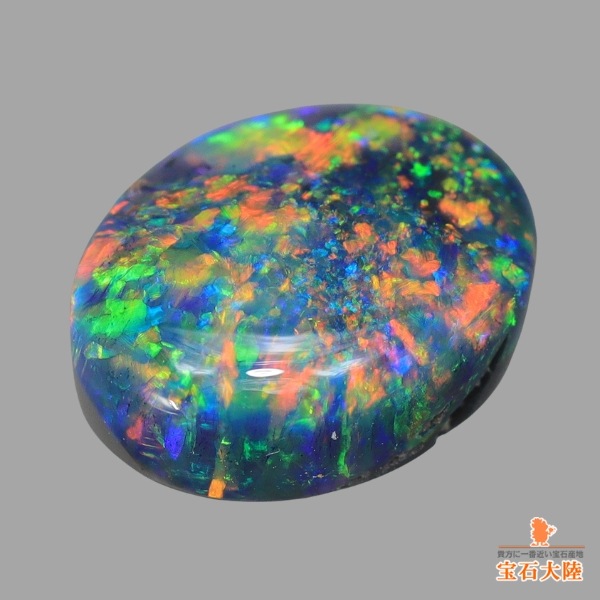 天然ブラックオパール 2.29ct 【美彩カラーパターン】 赤斑 日独鑑別付