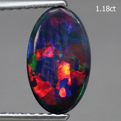 天然ブラックオパール 2.28ct/2P 【レッドオンブラック】 ペア 遊色抜群
