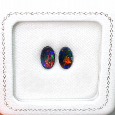 【奇跡のペア】　ブラックオパール　（天然）2石セット オーストラリアライトニングリッジ産ブラックオパール 7.3ct