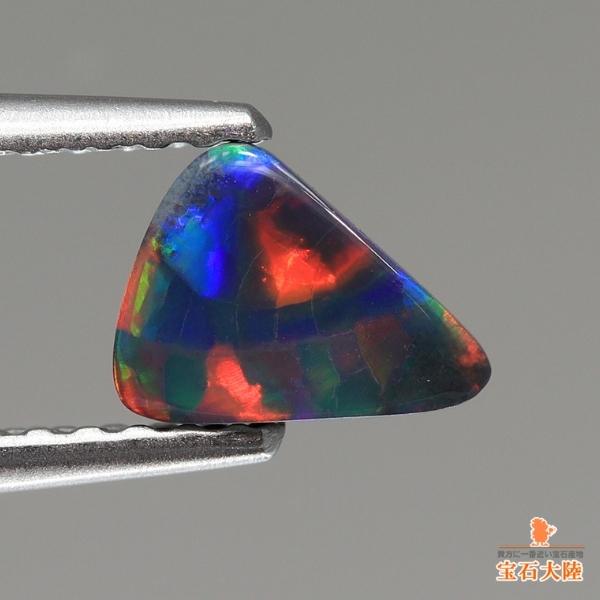 天然ブラックオパール 0.39ct 【ハーレクイン】 レアパターン