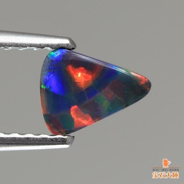 天然ブラックオパール 0.39ct 【ハーレクイン】 レアパターン