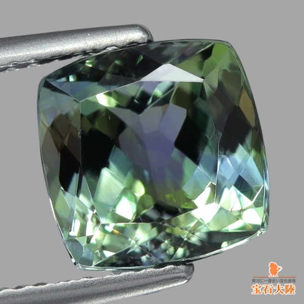 天然ゾイサイト 3.59ct 【魅惑のブルーグリーン】 クッションカット