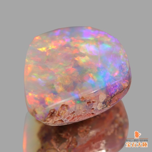 天然ボルダーオパール 1.84ct 【華やかオレンジレッド美遊色】 オパールトン