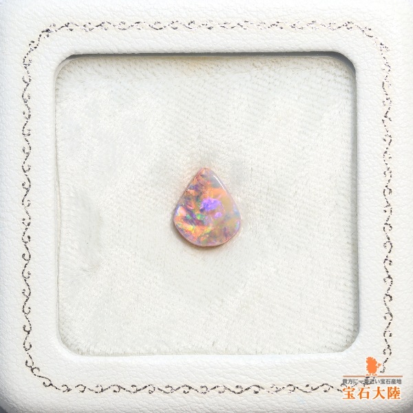 天然ボルダーオパール 1.84ct 【華やかオレンジレッド美遊色】 オパールトン