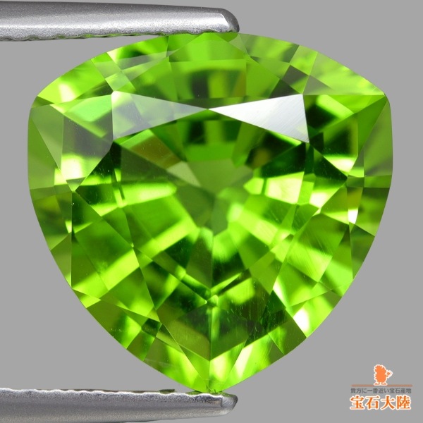 天然グリーンペリドット標本。 天然ペリドット 5.97ct 【極美】 ジェム品質 トリリアント