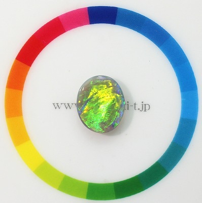 天然ブラックオパール 3.30ct【スーパーエレクトリックグリーン】強輝