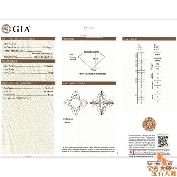 天然ダイヤモンド 0.55ct/2P 【オーキディアカット・ペア】D IF/D VVS2 GIA鑑定付 ※オーダー限定