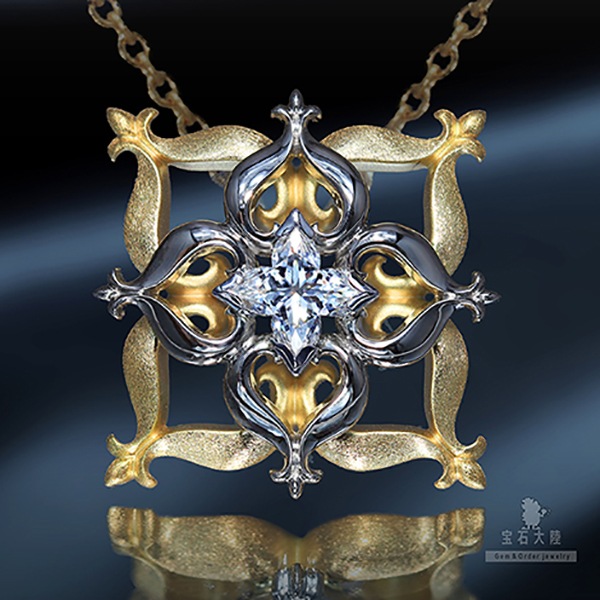 The Orchidea K18YG/Pt900ペンダントトップ GIA鑑定書