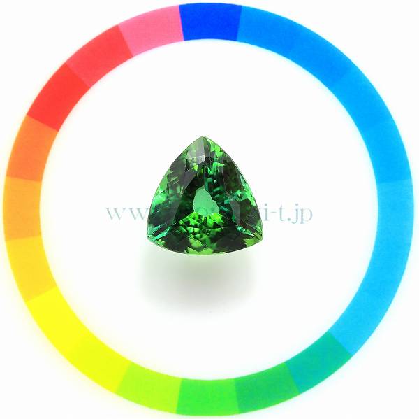天然トルマリン 8.08ct 【マルチグリーン】 大粒トリリアント 日独ミニ鑑別付