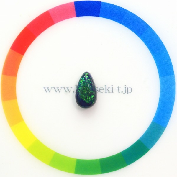 天然ブラックオパール 1.47ct 【グリーン遊色】 ペアシェイプ