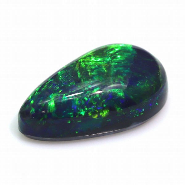 天然ブラックオパール 1.47ct 【グリーン遊色】 ペアシェイプ
