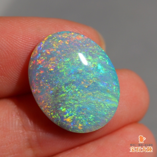 天然ブラックオパール 9.18ct 【グリーン＆オレンジ美遊色 