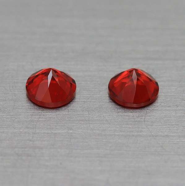 天然アンデシン 0.46ct/2P 【オレンジニッシュレッド】 ペア