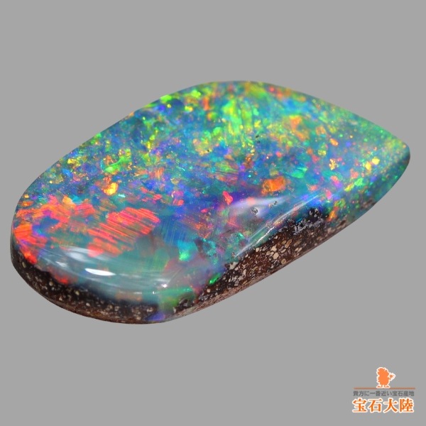 天然ボルダーオパール 2.85ct 【フルフェイス美遊色】グリーン・レッド