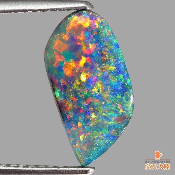 天然ボルダーオパール 2.85ct 【フルフェイス美遊色】グリーン・レッド