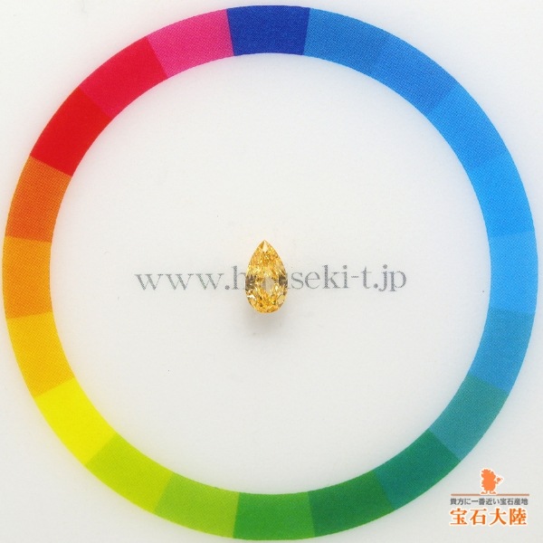 天然ダイヤモンド 0.433ct【FANCY VIVID YELLOW ORANGE VS2】 中