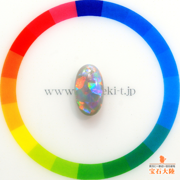 天然ブラックオパール 3.00ct 【マルチ美遊色】 中宝ソ付