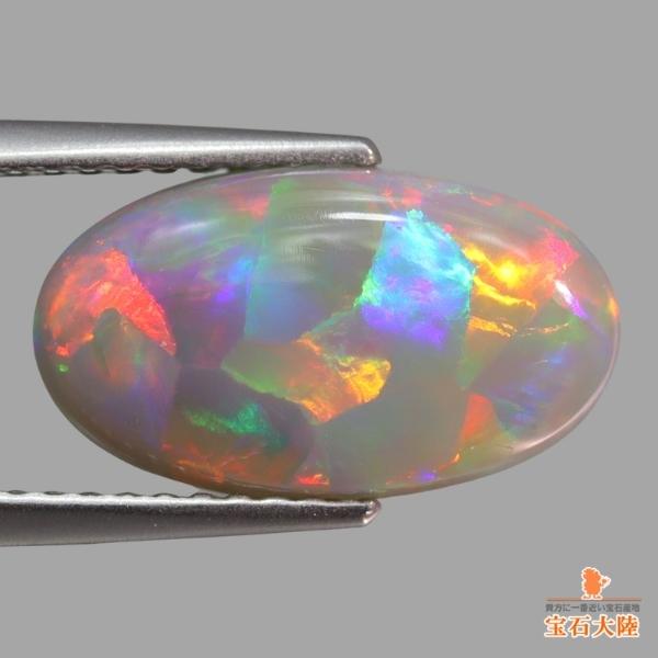 天然ブラックオパール 3.00ct 【マルチ美遊色】 中宝ソ付