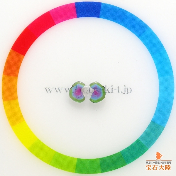 天然トリカラートルマリン 0.85ct/2P 【パライバ】 ペア スライス ブラジル