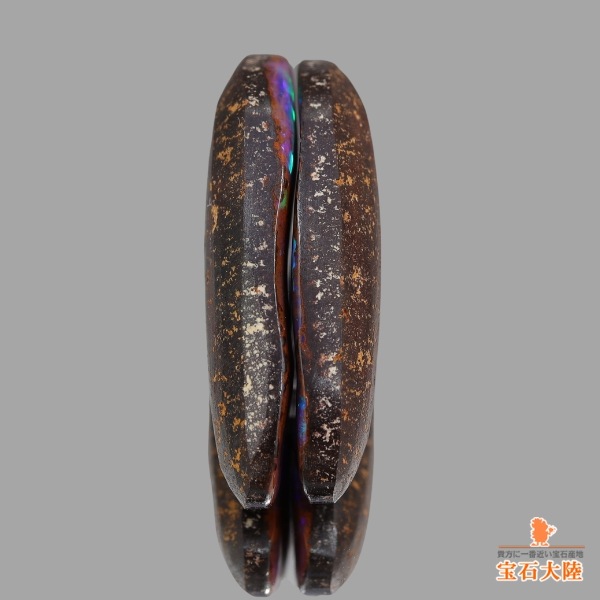 天然ボルダーオパール 16.88ct/2P 【ブルーパープル遊色】 スプリット・ペア オーストラリア