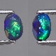 天然ブラックオパール 0.63ct/2P 【ブルーグリーン遊色】 ペア