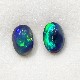 天然ブラックオパール 0.63ct/2P 【ブルーグリーン遊色】 ペア